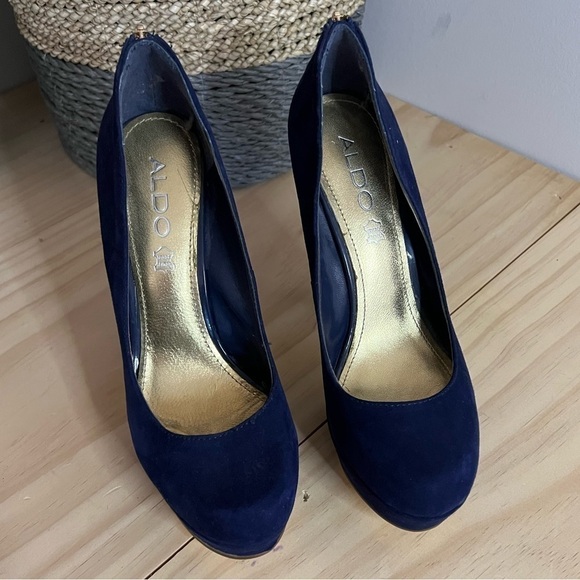 𝅺ALDO Women’s Platform Blue Suede Heels Size 7.5 - Picture 9 of 14